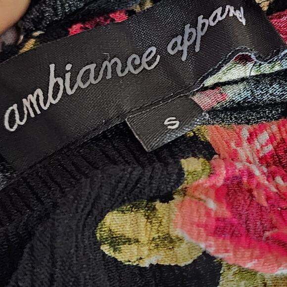 Ambiance Apparel Small Black Floral Booty Shorts - Picture 3 of 7